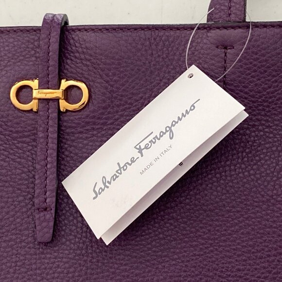 Salvatore Ferragamo Gina Mirtillo Leather Tote Bag - Picture 6 of 11